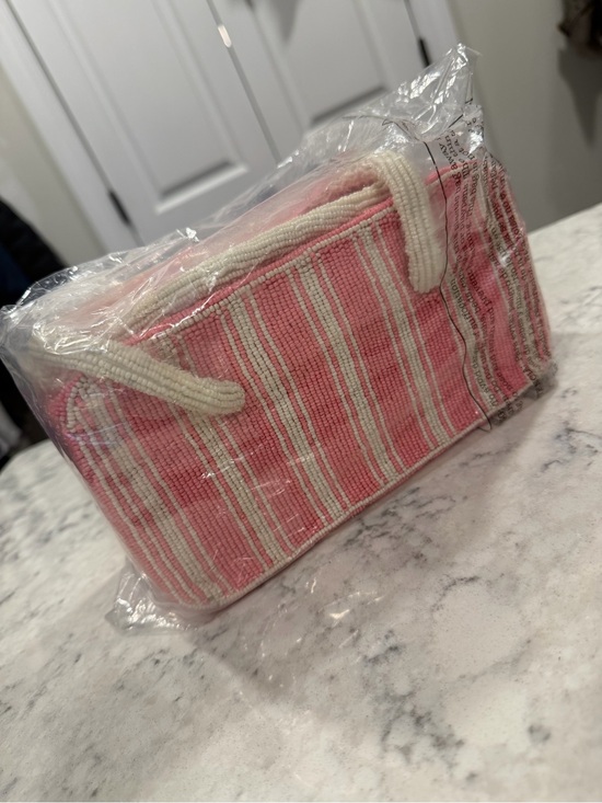 Anthropologie Handbags - Anthropologie Pink and Cream Striped Rope-Handle Shoulder Bag
